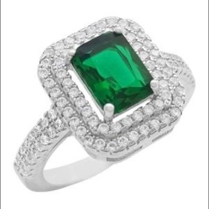 Savvy Cie Sterling Silver Framed Emerald Ring 🤩